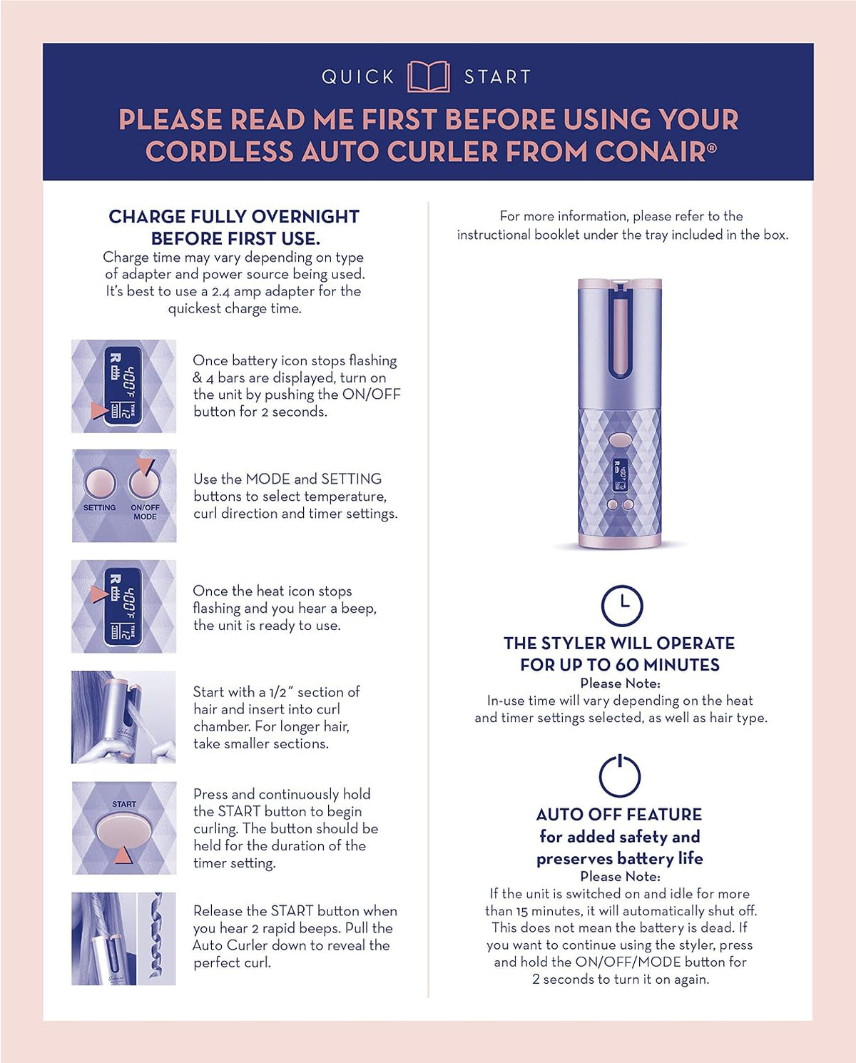 Unbound Cordless Auto Curler - Rechargeable Auto Curler for Curls or Waves